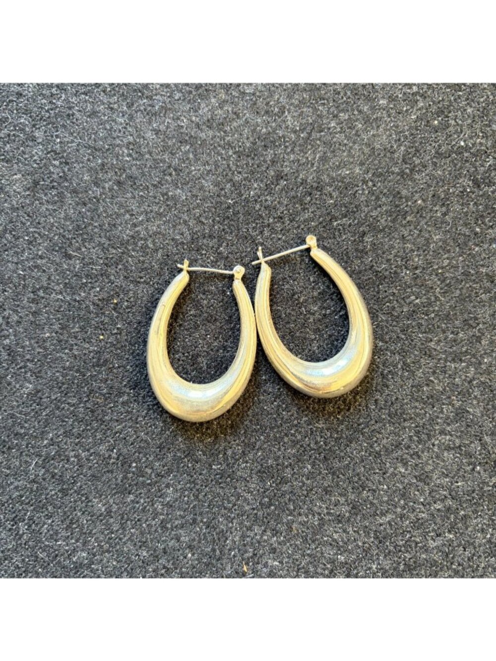 Sterling Silver 925 Puffy Teardrop Oval Hoop Earrings